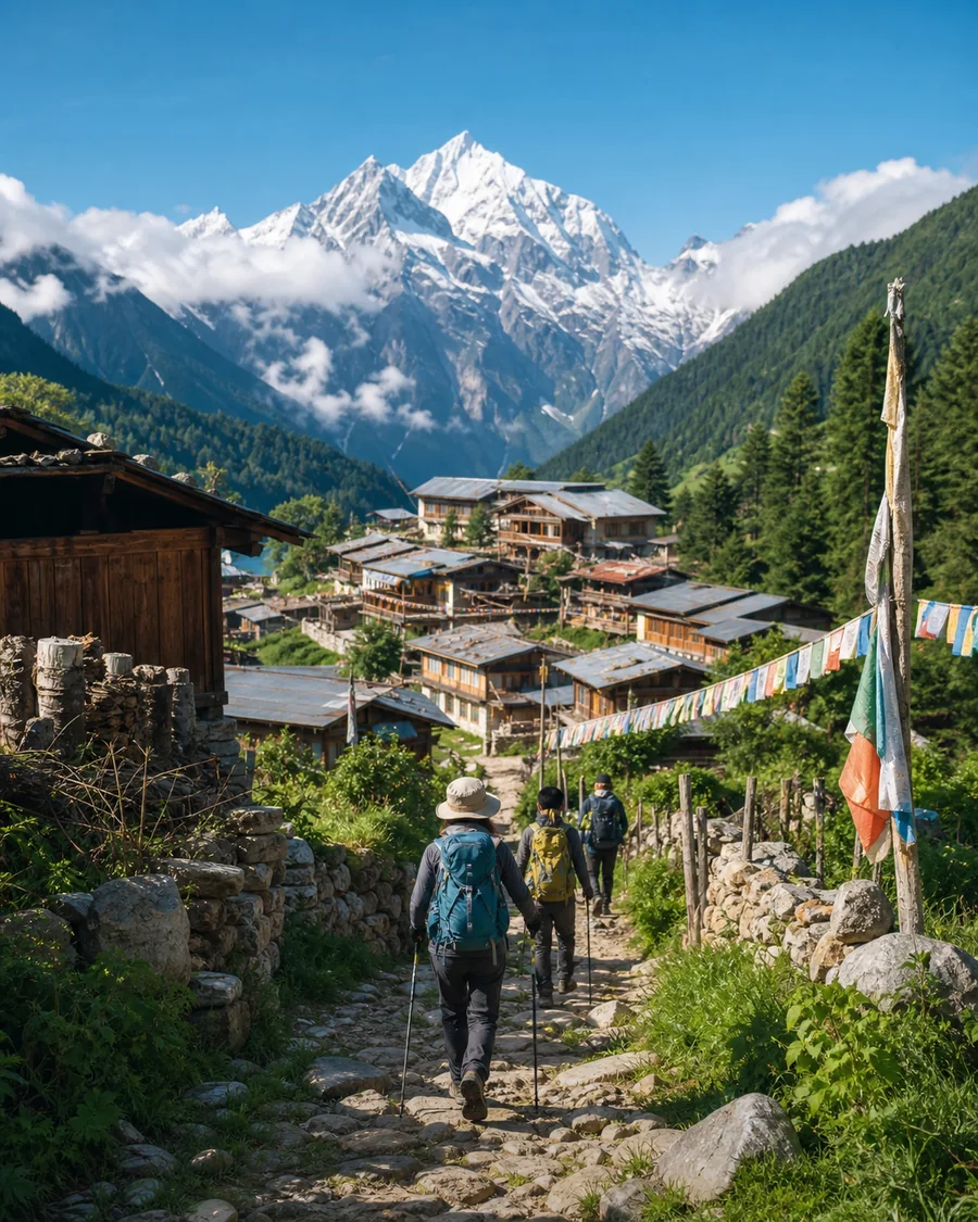 雨崩村徒步风景